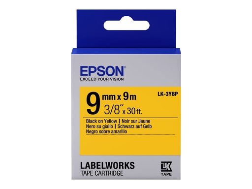 [C53S653002] Epson LabelWorks LK-3YBP - Schwarz auf Gelb - Rolle (0,9 cm x 9 m)