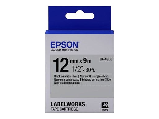 [C53S654017] Epson LabelWorks LK-4SBE - Schwarz auf Silber (matt)