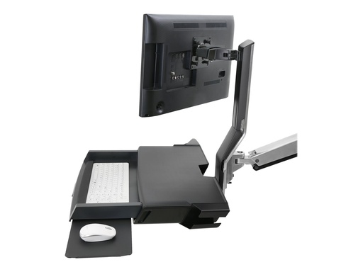 [45-583-026] Ergotron Sit-Stand Combo Arm - Befestigungskit (Handgelenkkissen, Wandmontagehalterung, Display-Halterung, Schienenmontage Halterungsset, Mausablage zum Herausziehen, Combo Schwenkarm, Arbeitsfläche mit Tastaturablage, Scanner- und Maushalter)