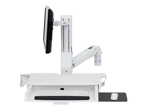 [45-583-216] Ergotron Sit-Stand Combo Arm - Befestigungskit (Handgelenkkissen, Wandmontagehalterung, Display-Halterung, Schienenmontage Halterungsset, Mausablage zum Herausziehen, Combo Schwenkarm, Arbeitsfläche mit Tastaturablage, Scanner- und Maushalter)