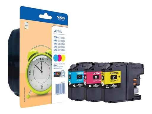 [LC125XLRBWBPDR] Brother LC125XL Rainbow Pack - 3er-Pack - Sehr