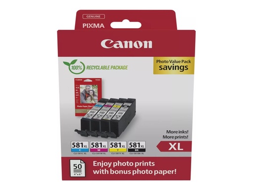 [2052C006] Canon CLI-581XL C/M/Y/BK Photo Value Pack - 4er-Pack