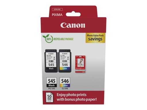 [8287B009] Canon PG-545 / CL-546 Value Pack - Glänzend - 2er-Pack - Schwarz, Farbe (Cyan, Magenta, Gelb)