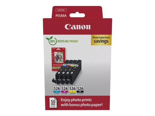 [4540B019] Canon CLI-526 C/M/Y/BK Photo Value Pack - 4er-Pack