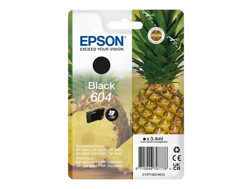 [C13T10G14020] Epson 604 - 3.4 ml - Schwarz - original - Blister mit RF- / akustischem Alarmsignal