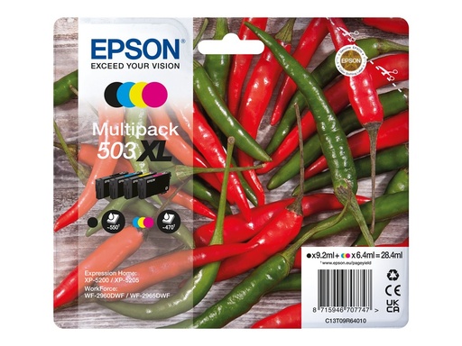 [C13T09R64020] Epson 503XL Multipack - 4er-Pack - XL - Schwarz, Cyan, Magenta, Gelb