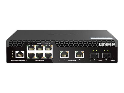[QSW-M2106PR-2S2T] QNAP Switch - halbe Breite - managed - 10 x 2.5GBase-T + 2 x 10 Gigabit SFP+ + 6 x 2.5GBase-T + 2 x 10 Gigabit Ethernet - PoE++ (310 W)