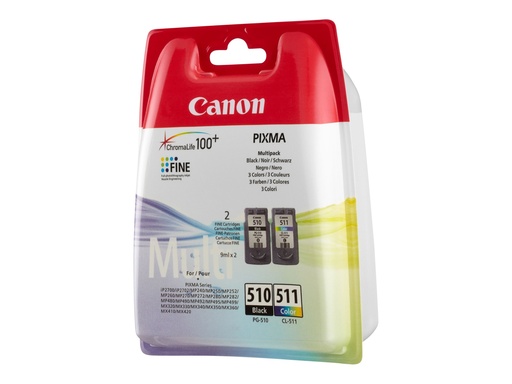 [2970B010] Canon PG-510 / CL-511 Multi pack - 2er-Pack - 9 ml - Schwarz, Farbe (Cyan, Magenta, Gelb)