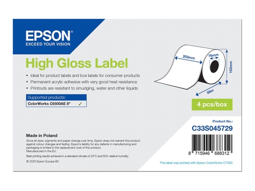 [C33S045729] Epson Hochglänzend - permanenter Acrylklebstoff - Rolle (20,3 cm x 58 m)