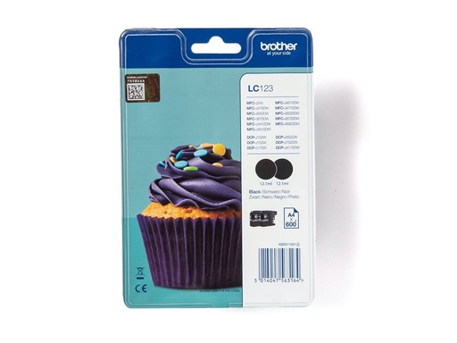 [LC123BKBP2] Brother LC123BK - 2er-Pack - Hohe Ergiebigkeit