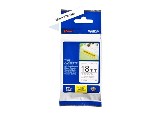 [TZES241] Brother TZe-S241 - Stark klebend - Schwarz auf Weiß - Rolle (1,8 cm x 8 m)
