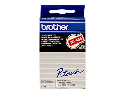 [TC495] Brother TC495 - 9 mm x 7.7 m - Weiß auf Rot