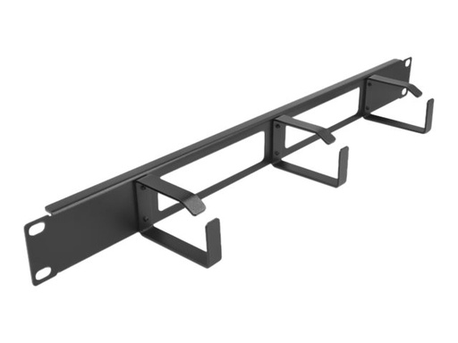 [66657] Delock Rack-Kabelmanagementblech mit Haken - 2 Öffnungen und 3 Bügel - Schwarz - 1U - 48.3 cm (19")