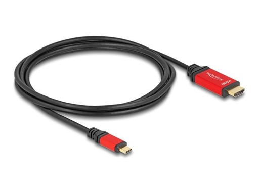 [80096] Delock Adapterkabel - 24 pin USB-C männlich zu HDMI männlich - 2 m - Schwarz / Rot - unterstützt 8K 60 Hz (7680 x 4320)