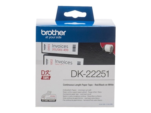 [DK22251] Brother DK22251 - Schwarz/Rot auf Weiß - Rolle (6,2 cm x 15,24 m)