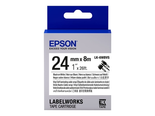 [C53S656022] Epson LK-6WBVS - Vinyl - Schwarz auf Weiß - Rolle (2,4 cm x 8 m)