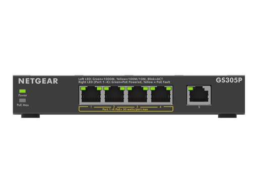 [GS305P-300EUS] Netgear 300 Series GS305P - Version 3 - Switch - SOHO - unmanaged - 5 x 10/100/1000 (4 PoE+)