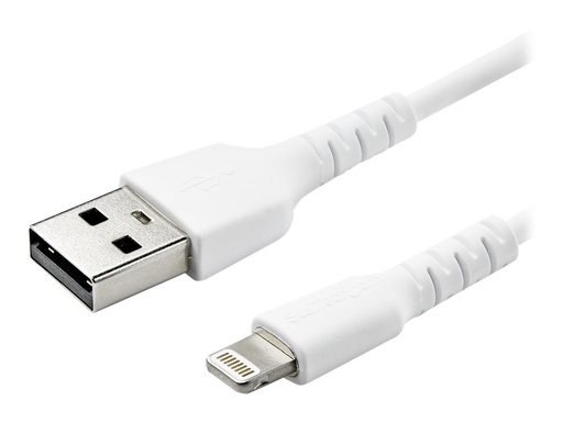 [RUSBLTMM1M] StarTech.com 1m USB-A auf Lightning-Kabel - Hochbelastbare, robuste Aramidfaser - USB Typ-A auf Lightningkabel - Lade-/Synchronisationskabel - Apple MFi-zertifiziert iPad/iPhone 12 - Weiß (RUSBLTMM1M)