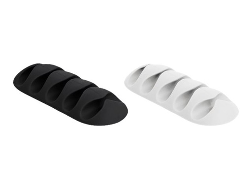 [18347] Delock Kabelhalter - Tisch montierbar, Oberfläche montierbar, geeignet für Wandmontage - Schwarz, weiß (Packung mit 6)