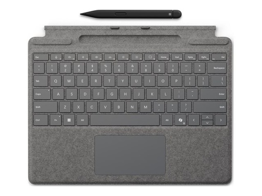 [8X6-00218] Microsoft Surface Pro Keyboard - Tastatur - mit Trackpad, Beschleunigungsmesser, Surface Slim Pen 2 Ablage- und Ladeschale - QWERTZ - Deutsch/Österreichisch - Platin - mit Slim Pen 2 - für Microsoft Surface Pro 8, Pro 8 for Business, Pro 9, Pro 9 for Business, Pro 10 for Business, Pro (11th Edition)