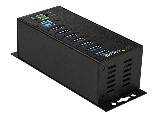 [HB30A7AME] StarTech.com HB30A7AME USB 3.0 Hub (7-Port, Din-Rail,  Industrielle Anwendung, externes Netzteil, Uberspannungsschutz, ESD, 350 W, 15 kV)