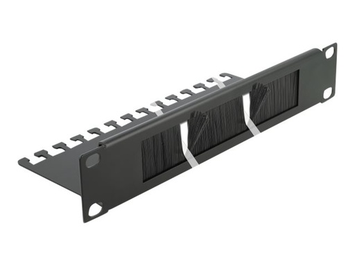 [66483] Delock Cable Management Brush Strip with Cable Support Plate - Kabelführungspanel mit Bürste - Schwarz - 1U - 25.4 cm (10")