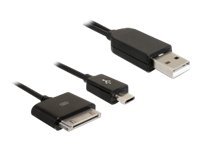 [82706] Delock Lade-/Datenkabel - Apple Dock, Micro-USB Typ B männlich zu USB männlich - 30 cm - Schwarz - für Apple iPad/iPhone/iPod (Apple Dock)