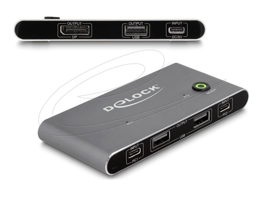 [11487] Delock KVM-/USB-Switch - 8K 30 Hz, DisplayPort, with USB 2.0