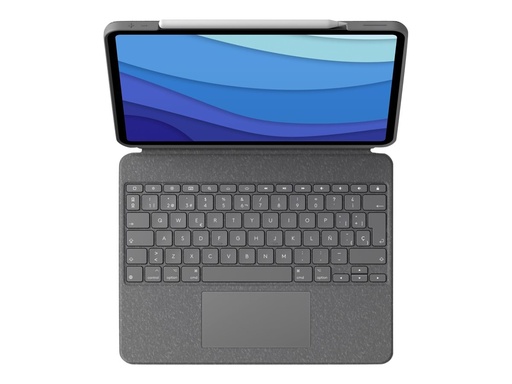 [920-010211] Logitech Combo Touch - Tastatur und Foliohülle - mit Trackpad - hintergrundbeleuchtet - Apple Smart connector - QWERTY - Spanisch - Oxford Gray - für Apple 12.9-inch iPad Pro (5. Generation)