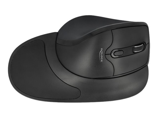 [12673] Delock Ergonomic - Vertikale Maus - ergonomisch - Für Rechtshänder - optisch - 5 Tasten - kabellos - 2.4 GHz - kabelloser Empfänger (USB)