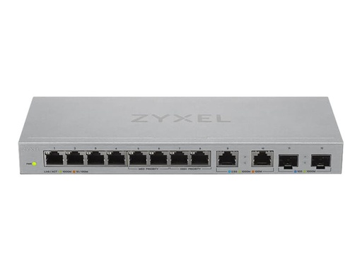 [XGS1010-12-ZZ0102F] ZyXEL XGS1010-12 - V2 - Switch - managed - 8 x 10/100/1000 + 2 x 100/1000/2.5G + 2 x 1 Gigabit/10 Gigabit SFP+ (Uplink)