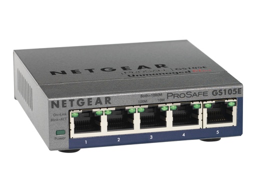 [GS105E-200PES] Netgear Plus GS105Ev2 - Switch - managed - 5 x 10/100/1000