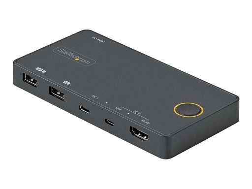 [SV221HUC4K] StarTech.com 2 Port Hybrid KVM Switch HDMI + USB-A & USB-C - 4K 60Hz HDMI 2.0 Monitor - Kompakter Desktop und/oder Laptop HDMI KVM Umschalter - USB Bus Powered - Thunderbolt 3 Kompatibel (SV221HUC4K)