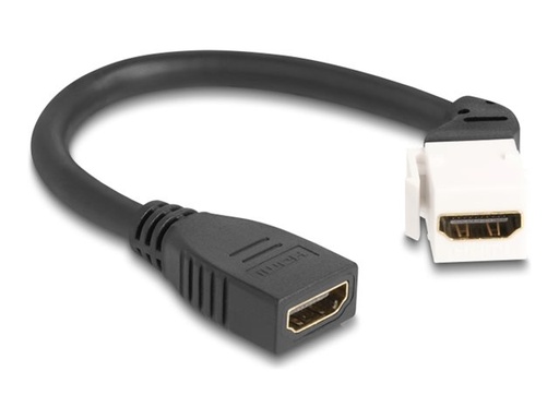 [90322] Delock HDMI-Kabel - HDMI weiblich abgewinkelt, Keystone zu HDMI weiblich - 20 cm - Schwarz / Weiß - unterstützt 8K 60 Hz (7680 x 4320)