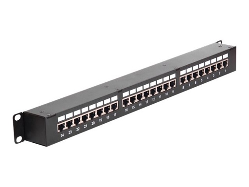 [43295] Delock Patch-Panel mit Kopplern - CAT 6 - STP - RJ-45 X 24 - Schwarz - 1U - 48.3 cm (19")