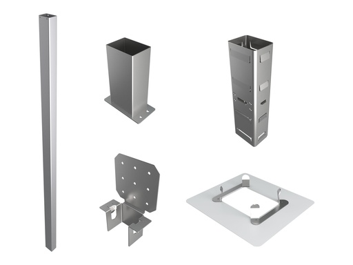 [E989893] Elo Touch Solutions Elo Wallaby Pro Self-Service - Befestigungskit (2 Stangen, Stangenkopplung, untere Pfostenhalterung, obere Pfostenhalterung, Rosettenplatte)