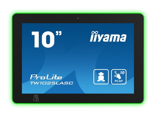 [TW1025LASC-B1PNR] Iiyama ProLite TW1025LASC-B1PNR - Android-PC - Touchscreen-PC - 1 RK3399 / 1.8 GHz - RAM 4 GB - SSD - eMMC 32 GB - 1GbE, Bluetooth 5.2 - WLAN: 802.11b/g/n, Bluetooth 5.2, RFID, NFC - Android 12 - Monitor: LED 25.5 cm (10.1")