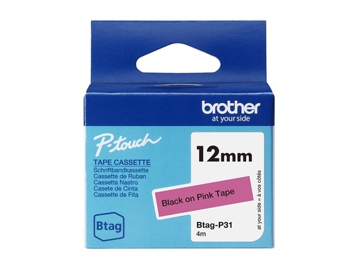 [BTAGP31] Brother BTAG-P31 - Schwarz auf Pink - Rolle (1,2 cm x 4 m)