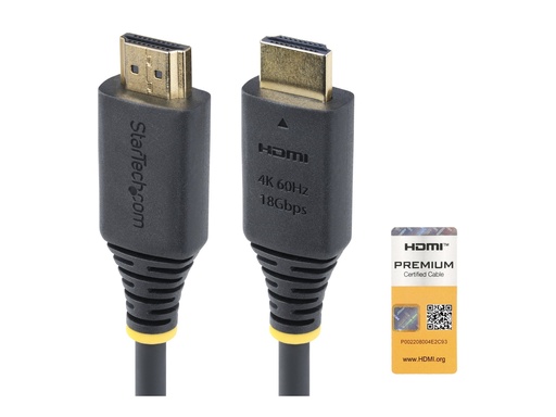 [HDMI2-CABLE-4K60-1M] StarTech.com 1m (3.3ft) Premium Certified High Speed HDMI Cable, 4K60Hz