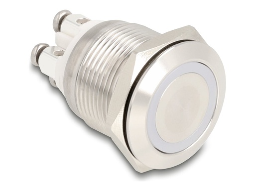 [20978] Delock Drücktaster - für 19 mm Installation, 4 x Schraubanschluss, grüne LED