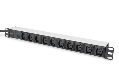 [DN-95404] DIGITUS Steckdosenleiste mit Aluminiumprofil, 10-fach, 2 m Zuleitung IEC C14 Stecker