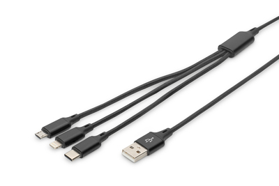 [AK-300160-010-S] DIGITUS 3-in-1 USB-Ladekabel, 1m