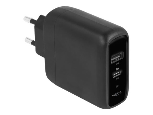 [41455] Delock Netzteil - 32 Watt - PD 3.0 - 2 Ausgabeanschlussstellen (USB, 24 pin USB-C)