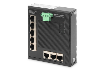 [DN-651127] DIGITUS 8 Port Gigabit Ethernet Netzwerk  Switch, Flat, Industrial, Unmanaged