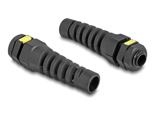 [60624] Delock Kabelverschraubung - M12, Belüftung, Zugentlastung, IP68 staub- und wasserdicht - Schwarz, RAL 9005 (Packung mit 2)