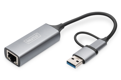[DN-3028] DIGITUS USB Typ-C Gigabit Ethernet Adapter 2.5G, USB-C + USB A (USB3.1/3.0)