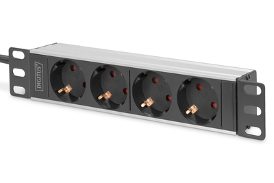 [DN-95418] DIGITUS 10" Steckdosenleiste mit Aluminiumprofil, 4-fach Schutzkontaktsteckdose