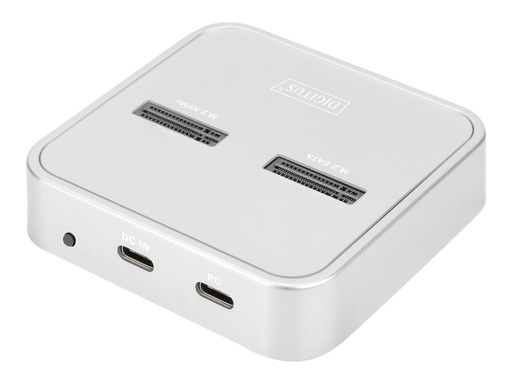 [DA-71546] DIGITUS SSD-Dockingstation mit Datenanzeige, SD Express Kartenlesegerät Schächte: 2 - M.2 - M.2 Card (PCIe NVMe & SATA)