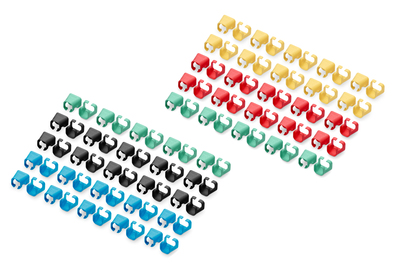 [A-CC-M] DIGITUS Farbclips für Patchkabel - Gemischt (je 20 Stück in Rot, Grün, Blau, Gelb, Schwarz)