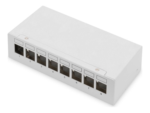 [DN-93718] DIGITUS Patch Panel - modular - geeignet für Wandmontage, Tisch - abgeschirmt - RJ-45 X 8 - Hellgrau, RAL 7035 - 1U - 25.4 cm (10")